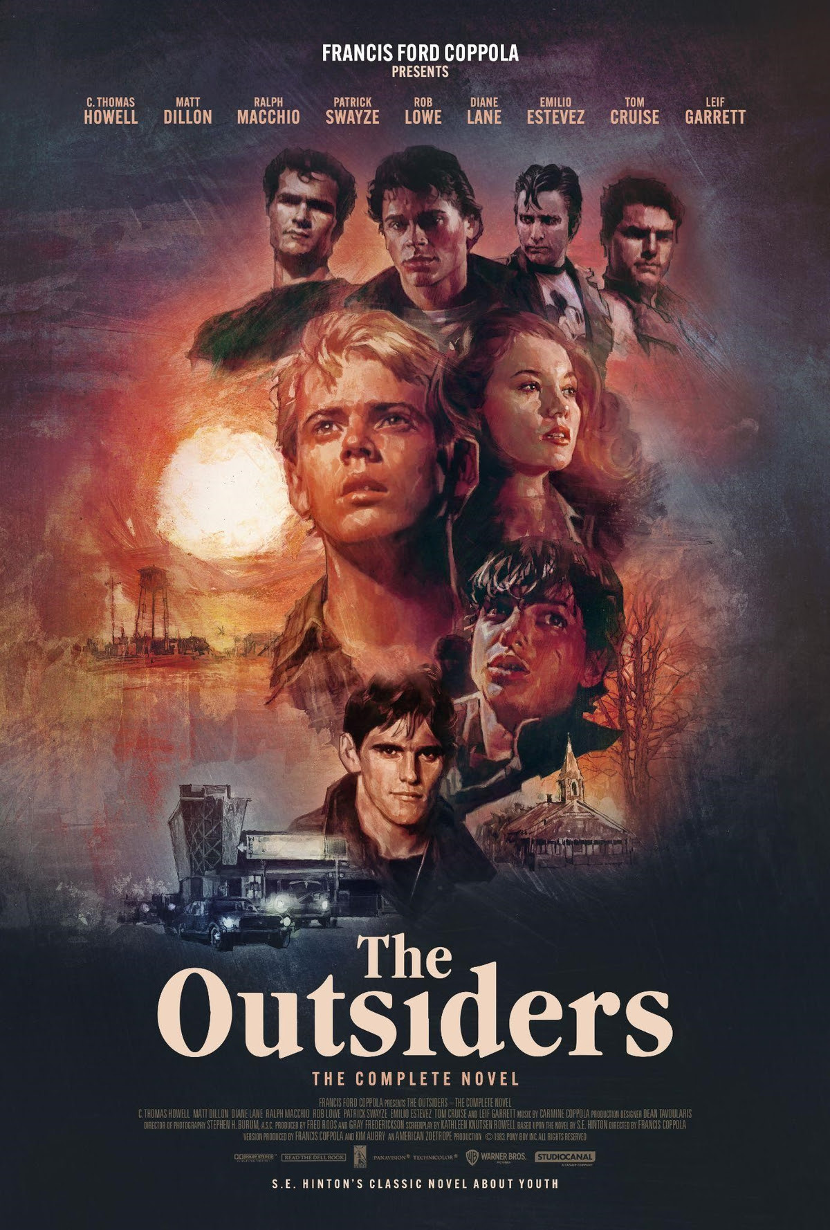 Cover zur Blu ray The Outsiders mit den Köopfen der Schauspieler Patrick Swayze, Matt Dillon, Ralph Macchio, Tom Cruise