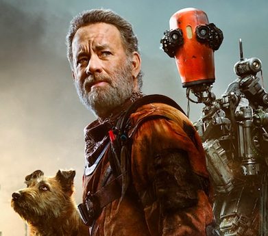Tom Hanks mit einem Roboter und einem Hund in seinem neuen Film Finch