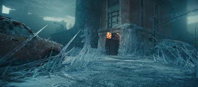 Die Feuerwache in New York im Eis begraben. Ghostbusters: Frozen Empire