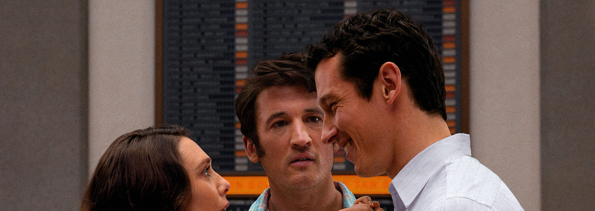 (L-R)Elisabeth Olsen, Miles Teller und Callum Turner in Eternity