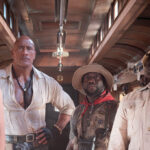 (L-R) Karen Gillan, Dwayne Johnson, Kevin Hart und Jack Black in Jumanji: Open World