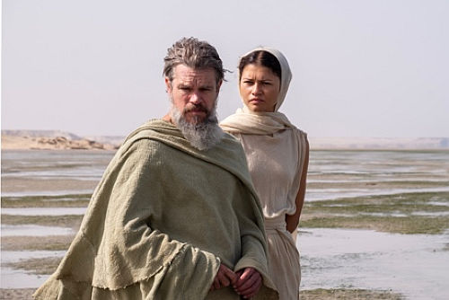(L-R): Matt Damon als Odysseus und Zendaya als Athene in „THE ODYSSEY“, geschrieben, produziert und inszeniert von Christopher Nolan.
