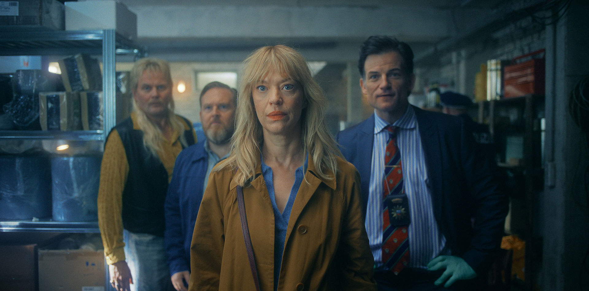 Devid Striesow, Axel Stein, Heike Makatsch und Torben Liebrecht in "Where's Wanda?," Ab October 21, 2026 on Apple TV.

