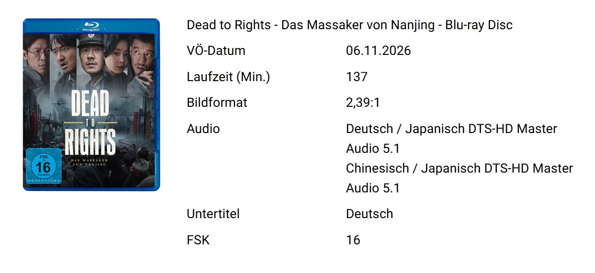 DEAD TO RIGHTS – DAS MASSAKER VON NANJING BLU-RAY